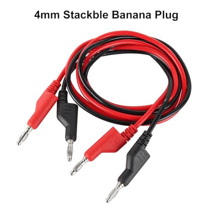 2Pack 4mm Banana Plug Test Leads Dual-Ended Multimeter Electrical 4mm Banana Stackable Plug Silicone Flexible Copper Cable 1 Meter for Multimeter Electrical Testing - color: 2set dual banana