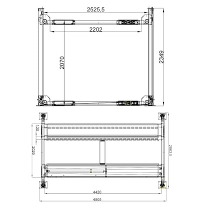 KT-4H950 3.0 HP Heavy Duty with Oil Tray, Jack Tray 84.5'' lifting Height 4 Post Car Lift Auto Parking Lift Aluminous Ramp with Casters