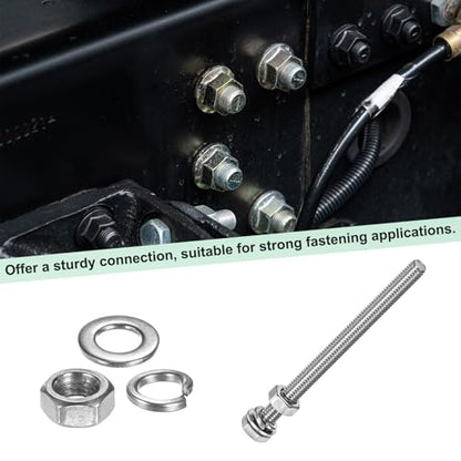 M METERXITY 4-Pack Hex Head Screw Bolt with Nuts Flat & Lock Washers M6x80mm Stainless Steel Bolts and Nuts Kit Fully Threaded Metric Bolt Assortment for Equipment/Machinery - size: M6 x 80mm