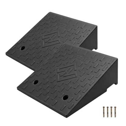 Rubber Curb Ramps for Driveway Sidewalks Shed Entry, 5.9 Inch Rise Height 2 Pack 19.68" L x 19.68" Threshold Ramp for Cars, Motorcycles, Lawn Mowers, 7000lbs Load Capacity - size: 5.9"*19.69"*19.69"