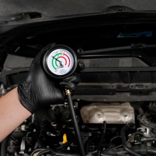 Exhaust Back Pressure Tester Kit for Automotive Diagnostics | 2.5 inch dial gauge; PSI & Bar dual units; M12/M18 adapters included; 6FT heat-resistant hose