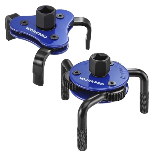 WORKPRO Universal Oil Filter Wrench Adjustable (2-3/4" to 5-1/8"), Oil Filter Removal Tool, Oil Filter Change Set, Ideal for Engine Filters, Conduit, & Fittings - color: Blue