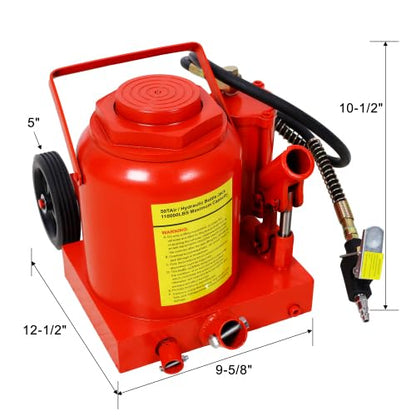 50 Ton Air Hydraulic Bottle Jack, 100,000 LBS Capacity | Heavy-duty steel jack with air and manual operation, 10.5"-16.5" lift range for trucks, RVs, farm and construction equipment