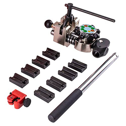 Professional Brake Line Flaring Tool, 45 Degree Set, Single Double and Bubble Flares Tool Kit for Steel, Copper Tube