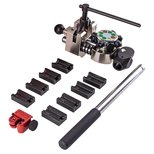 Professional Brake Line Flaring Tool, 45 Degree Set, Single Double and Bubble Flares Tool Kit for Steel, Copper Tube