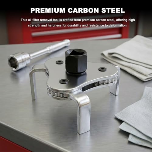 Adjustable Oil Filter Wrench Tool, 3-Jaw 2-Way Auto Oil Filter Removal Tool from 1.9 Inch to 3.6 Inch, 1/2" Drive Engine Filters Remover Disassembly Tools for Cars Trucks SUVs