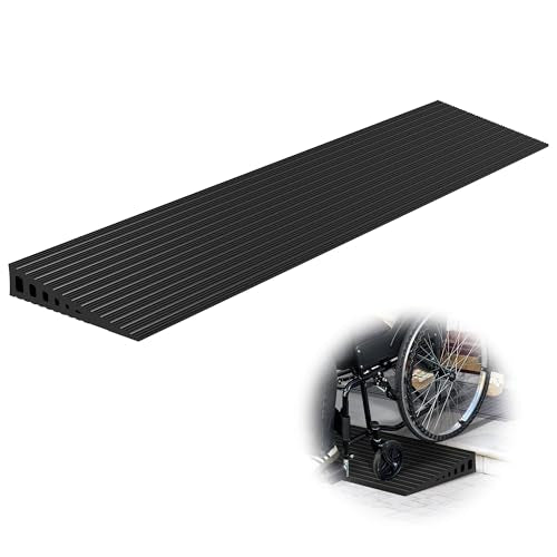 1.6" Rise Threshold Ramps for Doorways, 2000 Lbs Load Capacity, 35.5" Wide Natural Rubber Power Wheelchair Ramp is Adjustable and Cuttable for Doorways, Curb, Sweeper, Power Scooters, Bathroom - size: 1.6" Rise