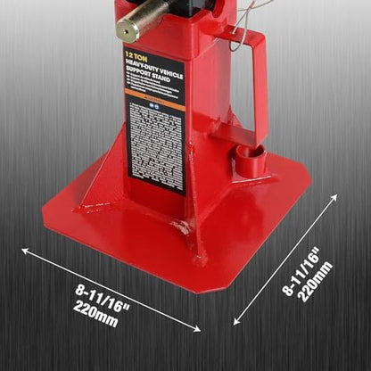 Torin 12 Ton Heavy Duty Pin Style Adjustable Height Automotive Jack Stands, Red, 1 Pair - size: 12 Ton, style: Normal