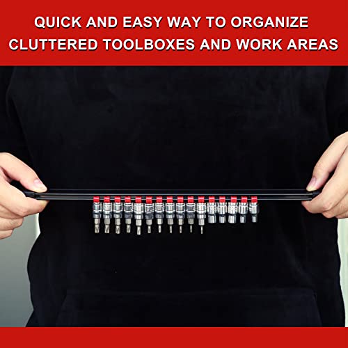 CASOMAN 12PC ABS Socket Organizer, Premium Quality Socket Holders,1/4-Inch x 48 Clips, 3/8-Inch x 90 Clips, 1/2-Inch x 36 Clips, Blue & Red & Black - size: 12PCS