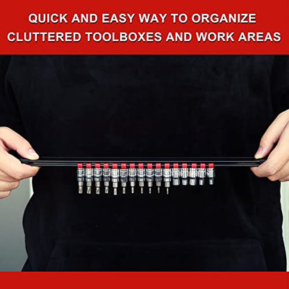 CASOMAN 12PC ABS Socket Organizer, Premium Quality Socket Holders,1/4-Inch x 48 Clips, 3/8-Inch x 90 Clips, 1/2-Inch x 36 Clips, Blue & Red & Black - size: 12PCS