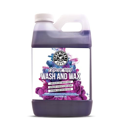 Chemical Guys, Extreme Bodywash & Wax Car Wash Soap, Grape Scent, 64 oz | Thick clinging foam in cannons, guns or buckets, carnauba adds gloss, gentle on wax and sealant, grape scent - size: 64 Ounce (Pack of 1)