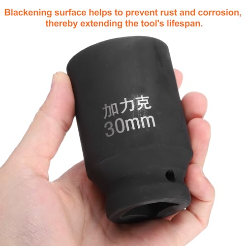 HARFINGTON 2pcs 4 Point Square Socket 3/4" Drive by 30mm Metric Square Impact Socket 40CR Blackening Standard Wheel Sockets Pneumatic Socket for Auto Repair Mechanical Maintenance Home Use - size: 30mm