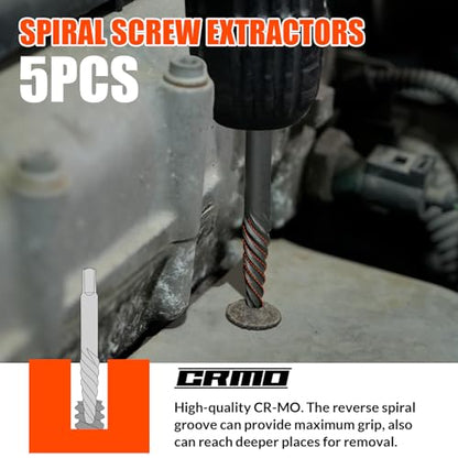 42Pcs Bolt Extractor Kit,Left Hand Drill Bit,Easy Out Screw Bolt Extractor | Heavy Duty,Durable&Resistant Damage,Solve Broken Screw Nuts,Multiple Size Options,for Men's Gift,Home Mechanical DIY - size: 42pc