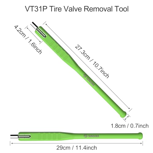 SUNSOUL 2-in-1 Tire Valve Stem Puller, 12 Inch Valve Stem Removal Tool | Composite Nylon Construction, Rim Protection Design, 300° pivoting head, 2-in-1 Valve Core & Valve Stem tool