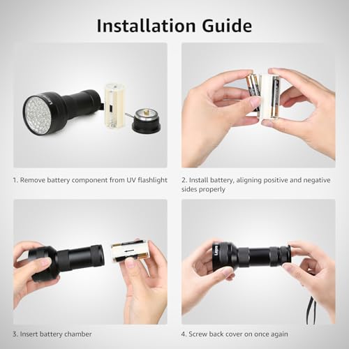 Lepro 51 LEDs UV Light Handheld Blacklight, UV Flashlight Black Light, 395nm Detector for Pet Urine, Stains, Bed Bug and Scorpions, Battery Not Included