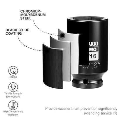 1-5/16" Socket 1/2" Drive Deep 6 Pt CR-MO SAE Impact Socket for Axle Shaft Nut Removal - size: 1-5/16"in., style: 1/2" Drive Deep