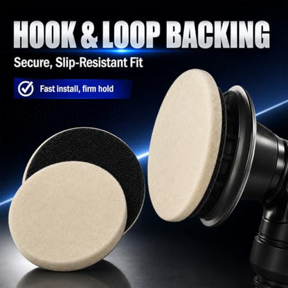 5PCS Car Glass Polishing Pads, 6-Inch Wool Felt Windshield Buffing Pad with Hook & Loop Back for Random Orbital Sander, Window Glass Scratch, Stubborn, Waterspots Removal Repair kit (6IN) - size: 6IN