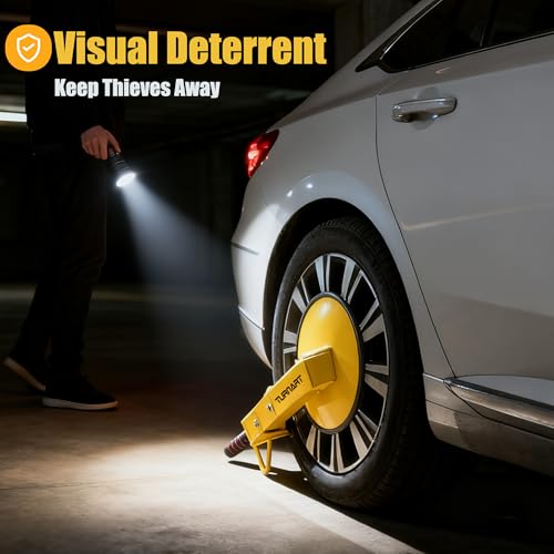 TURNART Universal Wheel Lock Anti Theft for Cars SUV Camper Trailer, 3 Keys, 1 Crank, Yellow (Wheel Lock) - style: Wheel Lock