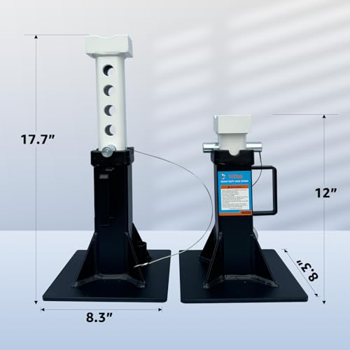 HKTE 14 Ton Jack Stands 28000 lbs Heavy Duty Car Jack Stands Adjustable 12''–17.7'' Vehicle Jack Stands Wide Base Dual Lock Steel Automotive Jack Stands for Trucks SUVs Garage,2 Pack - color: JACK STANDS 28000LB