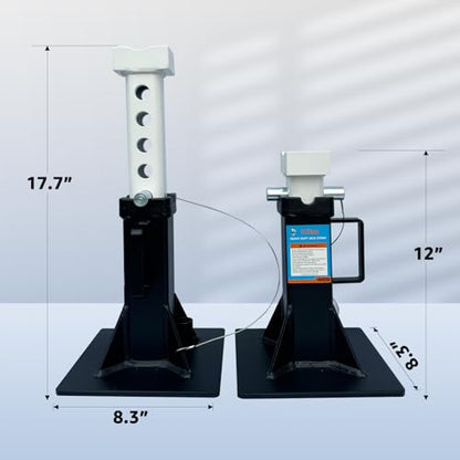 HKTE 14 Ton Jack Stands, 12-17.7 in, for Trucks and SUVs, 2 Pack | 28,000 lb Capacity; Heavy-Duty Steel; Wide Base; Dual Locking Pins; Adjustable Support for Truck and SUV Garage Service - color: JACK STANDS 28000LB