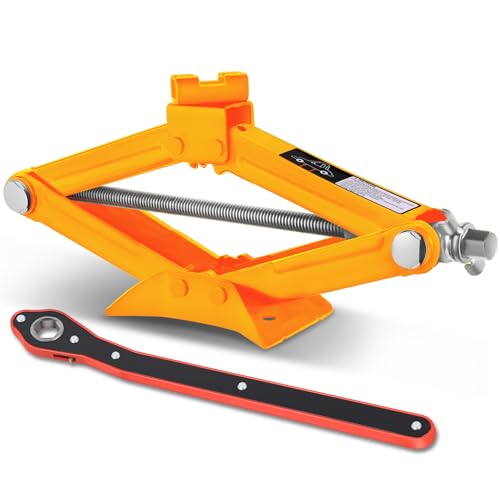 PM PERFORMOTOR 1.5 Ton (3,306 lbs) Scissor Lift Jack with Labor-Saving Ratchet Wrench for Most Cars, 4'' - 15.2'' Lifting Range, Orange,PM-TOL-SJ15-OG - color: Orange, size: 1.5 Ton