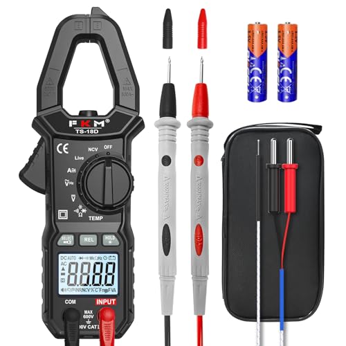 FKM AC/DC 600 Amp Clamp Meter Digital Multimeter Tester TRMS 6000 Counts | Auto-ranging Voltage Tester,for AC/DC Current,AC/DC Voltage,NCV Detection,Capacitance,Resistance,Ohm,Continuity,Diode,Hz,Temp - color: Black-(AC/DC Current)Clamp Meter