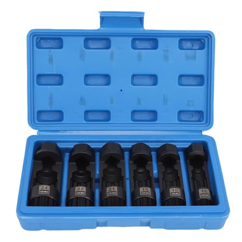Estink 6pcs Strut Nut Socket Set 16mm 18mm 19mm 21mm 22mm 24mm Shock Absorber Strut Nut Removal Tool Socket Kit for Suspension Repair with Storage Case