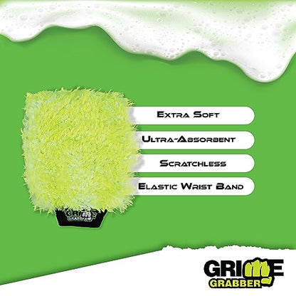 2-Pack 10" x 8" Microfiber Wash Mitt and Wash Sponge Pad Combo