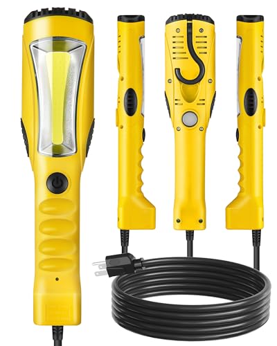 18W LED Work Light, 15FT 2000LM COB LED Light, Handheld Underhood Trouble Light with Cord 16 Gauge SJTW, Swivel Hook, for Garage, Workshop, Car Repair Scene, ETL Listed, Yellow Y03WL06 - color: Yellow, size: 15 ft