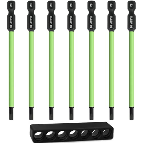 7Pcs 1/4" Hex Head Allen Wrench Drill Bits, SAE 1/8", 4" Long Hex Key Drill Bit Set, Magnetic Tips Screwdriver Socket Bit Set for Ikea Type Furniture (S2 Steel), 100MM Black - color: Set 13: 7pcs 1/8, 100mm Green