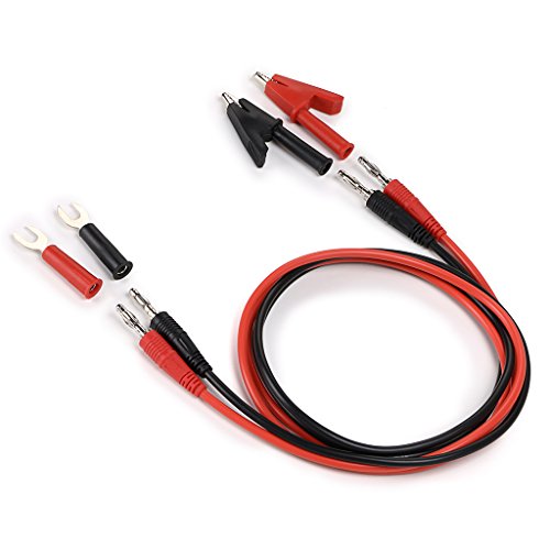 Sumnacon 4 in 1 Banana Plug Alligator Clip Pure Copper Fork Test Lead, 3.3 ft Multimeter Flexible Test Lead Wire Cable with Protective Jack Copper Clamps for Electrical Testing 1000V/15A - size: 3.3 ft