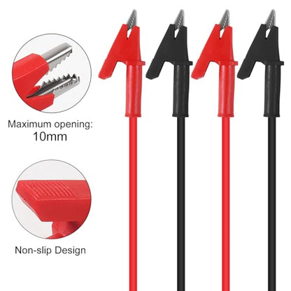 Dual-Ended Crocodile Alligator Clips 15A Test Lead Wire Cable with Insulated Clips 3.3ft/1m Flexible Copper Clamps for Electrical Testing - color: 1set dual-ended clip