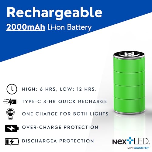 NextLED Hands-Free Work Light Combo: NT-6633 Rechargeable LED Neck Light & Flexible Shaft Magnetic LED Flashlight and Pickup Tool