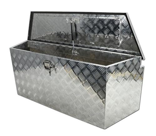 49 Inch Heavy Duty Aluminum Trailer Tongue Tool Box for Storage and Organization, Waterproof Trailer Toolbox for Pick Up Truck Bed RV With Lock & Keys, Silver - color: Silver, size: 49" x 15" x 18.5" - Smooth