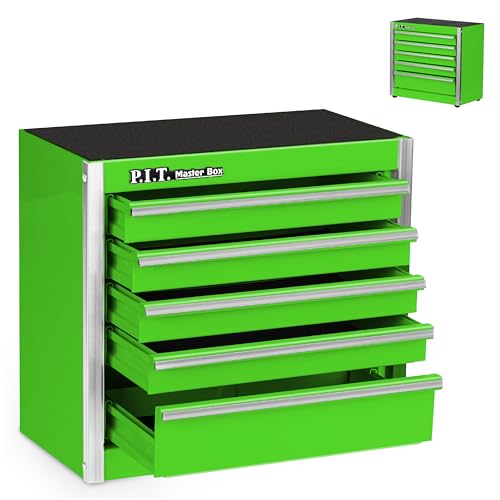 P.I.T. Mini Tool Box 8.6"W X 4.6"D, Portable 5-Drawer Micro Steel Stackable Toolbox with Liner, Green Cute Tool Case for Small Tools Parts Storage, Home DIY - color: Green, size: 5-Drawer