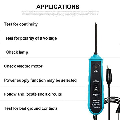 allsun Professional Automotive Circuit Tester,Short Circuit Finder with Buzzer Alarm & LED Light, 6-24V Power Detector Probe with Overload Protection, 5m Cable for Car DIY Repair - size: GMEM285