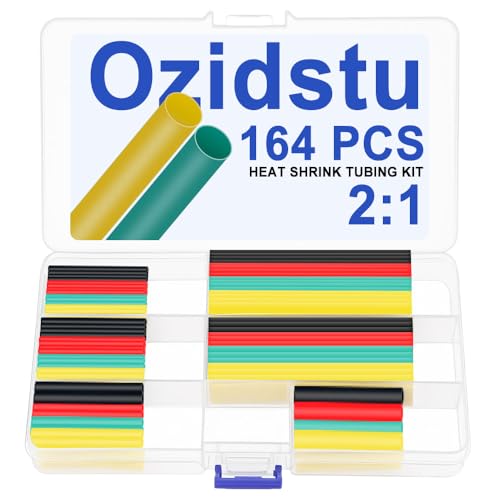 164Pcs 2:1 Premium Heat Shrink Tubing Kit (8Sizes), Heat Shrink Cable Wrap | For Industrial, Automotive & Household Use: Corrosion-Resistant, Insulating, Weatherproof by Ozidstu