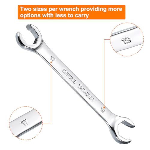 HARFINGTON Flare Nut Metric Wrench 17mm x 19mm CR-V Mirror Polished Chrome Plating Metric Wrench for DIY Hand-making Automotive Repairs and Household Maintenance - size: 17mm x 19mm