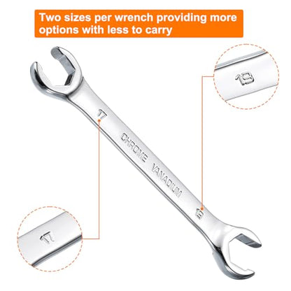 HARFINGTON Flare Nut Metric Wrench 17mm x 19mm CR-V Mirror Polished Chrome Plating Metric Wrench for DIY Hand-making Automotive Repairs and Household Maintenance - size: 17mm x 19mm