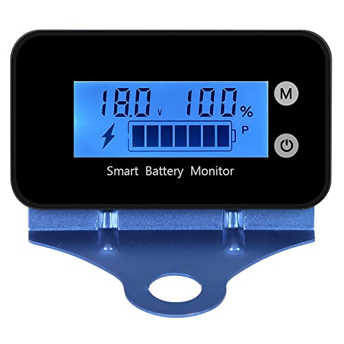 IPX7 Waterproof 7-100V Monitor with Bracket Buzzer Alarm &Temperature | 12v 24v 36v 48v 60v 72v Car Motorcycle Golf cart Battery Meter Digital Battery Capacity Remaining Capacity Percentage Tester - color: Blue