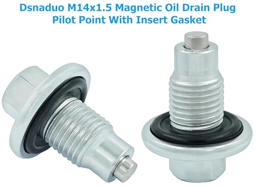 5PCS M14x1.5 Magnetic Oil Drain Plug Pilot Point With Insert Gasket fit for Ford, Chrysler, Dodge, Jeep, Ram, Jaguar, Land Rover, Chevrolet 6507741AA, F6TZ-6730-BA, 65324, 090-161, 090-938CD, 090-115