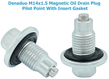 5PCS M14x1.5 Magnetic Oil Drain Plug Pilot Point With Insert Gasket fit for Ford, Chrysler, Dodge, Jeep, Ram, Jaguar, Land Rover, Chevrolet 6507741AA, F6TZ-6730-BA, 65324, 090-161, 090-938CD, 090-115