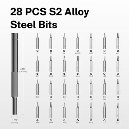 HOTO 28 in 1 Manual Precision Screwdriver Set, Eyeglass Repair Kit | Magnetic Bits for Easy Pickup, Compact Storage Box, Ideal for Eyeglasses, Electronics, Watches, Phones and Laptop Repair