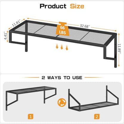 ThreeHio 3 Pack Garage Wall Shelving, Heavy Duty Garage Shelves Wall Mount, Hanging Storage Rack Wire Shelving for Garage Organization Tool Organizer, Floating Shelves for Laundry Living Room Study