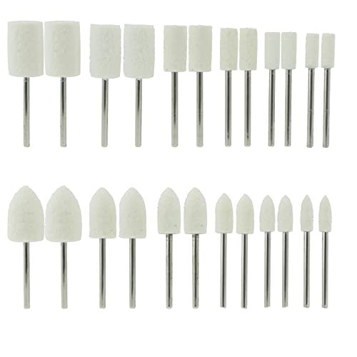 24 Pcs Wool Felt Polishing Bits - 3/32'' Shank Wool Felt Buffing Polishing Kits for Rotary Tools Includes Dremel