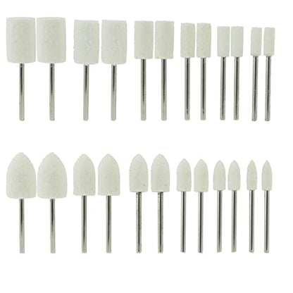24 Pcs Wool Felt Polishing Bits - 3/32'' Shank Wool Felt Buffing Polishing Kits for Rotary Tools Includes Dremel