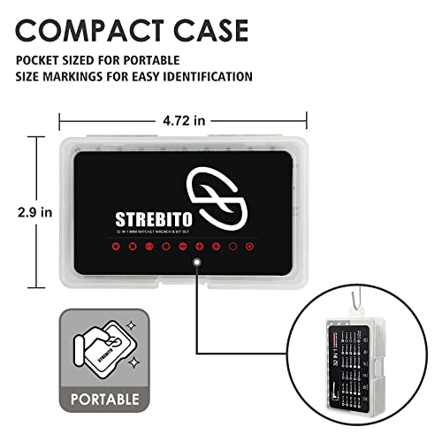 STREBITO Right Angle Screwdriver 32-Piece 1/4 Inch Mini Ratchet Set | Low Profile Offset Screwdriver Bit Set with 72-Tooth Ratcheting Wrench Stubby Ratchet 90 Degree Screwdriver for Small Spaces - color: 32 in 1