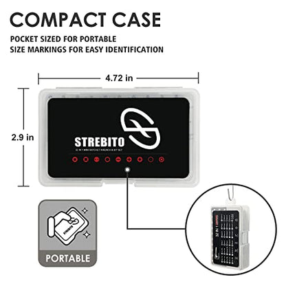 STREBITO Right Angle Screwdriver 32-Piece 1/4 Inch Mini Ratchet Set | Low Profile Offset Screwdriver Bit Set with 72-Tooth Ratcheting Wrench Stubby Ratchet 90 Degree Screwdriver for Small Spaces - color: 32 in 1
