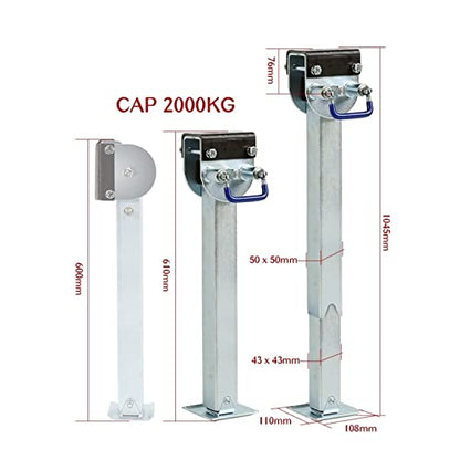Trailer Jack, Stabilizer Legs Drop Down with Plate 600MM Caravan Parking Zinc Jacks Cap 2000KGS Camping RV Trailer Prop Stands Parts,Built Tough