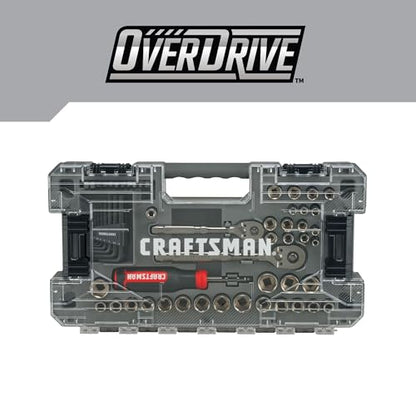CRAFTSMAN OVERDRIVE 64-Piece Gunmetal Chrome Mechanics Tool Set, Standard SAE/Metric Socket Set, with Hard Case (CMMT99064)